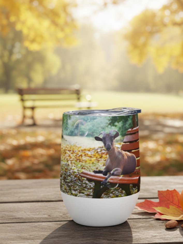 Rey The Goat On A Bench Wine Tumbler product image (1)