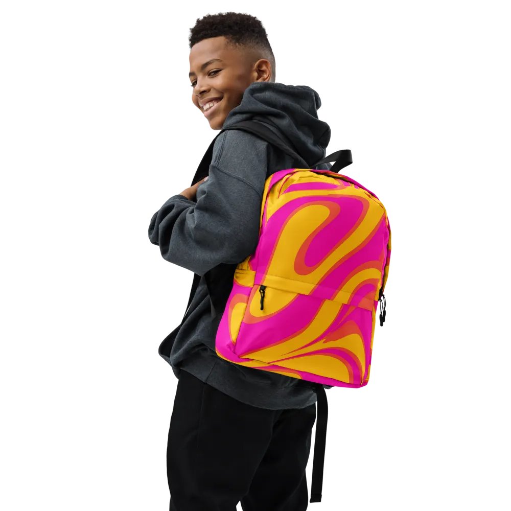 Pink and Yellow Psychedelic Swirls All-Over Backpack product image (7)