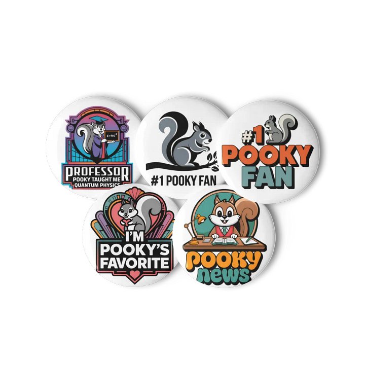Original Pooky Artwork Buttons: Set of Five -u product image (3)