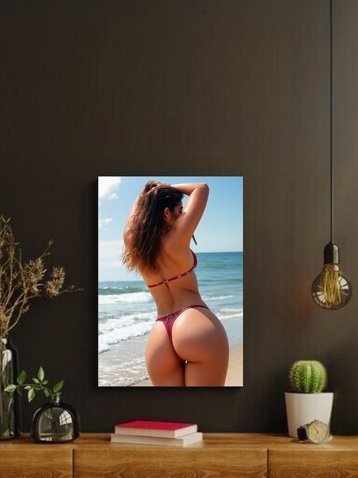Red String Bikini Beach Back Pose – Glossy 8x10 Metal Print product image (2)
