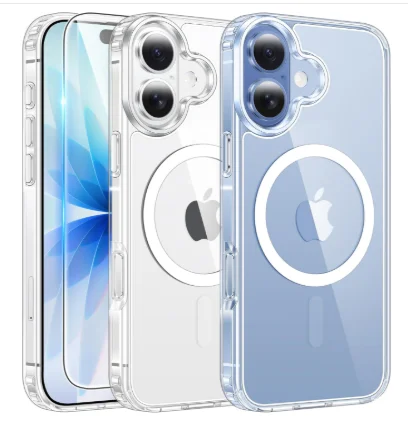 iPhone 17 Case Clear: Magnetic Phone Cases with Screen Protector Drop Proof Compatible with Magsafe Slim Anti Yellowing Rugged Shockproof Protective Transparent Cell Cover (A-Clear) product image (1)