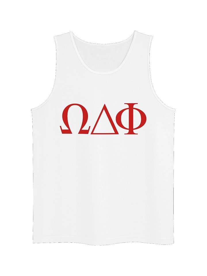 Omega Delta Phi Greek Letters Comfort Colors Unisex Garment-Dyed Tank Top White product image (1)