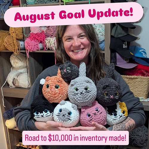 Busiest and most productive month yet! Made $878 which includes several custom orders (thank you!!!). New total for inventory...