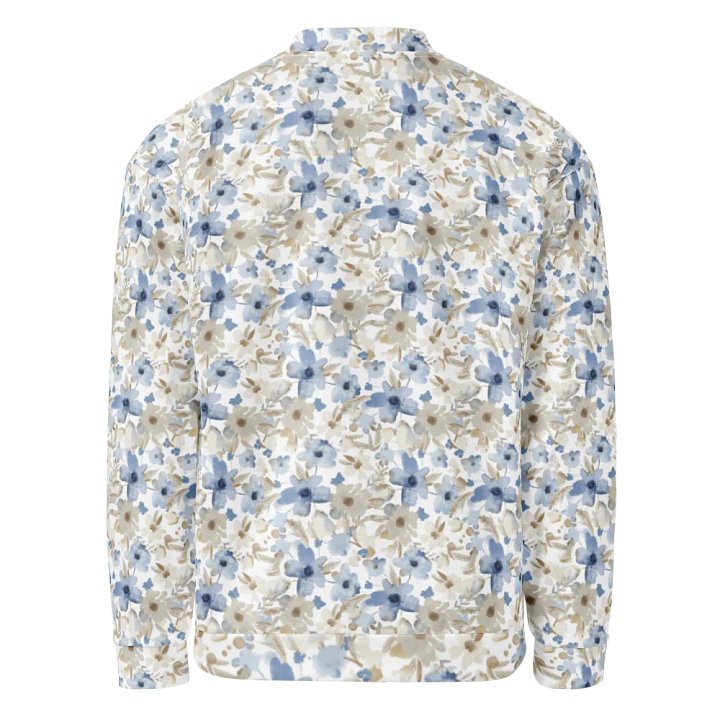 Blue Grey Flowers Bomber Jacket product image (2)