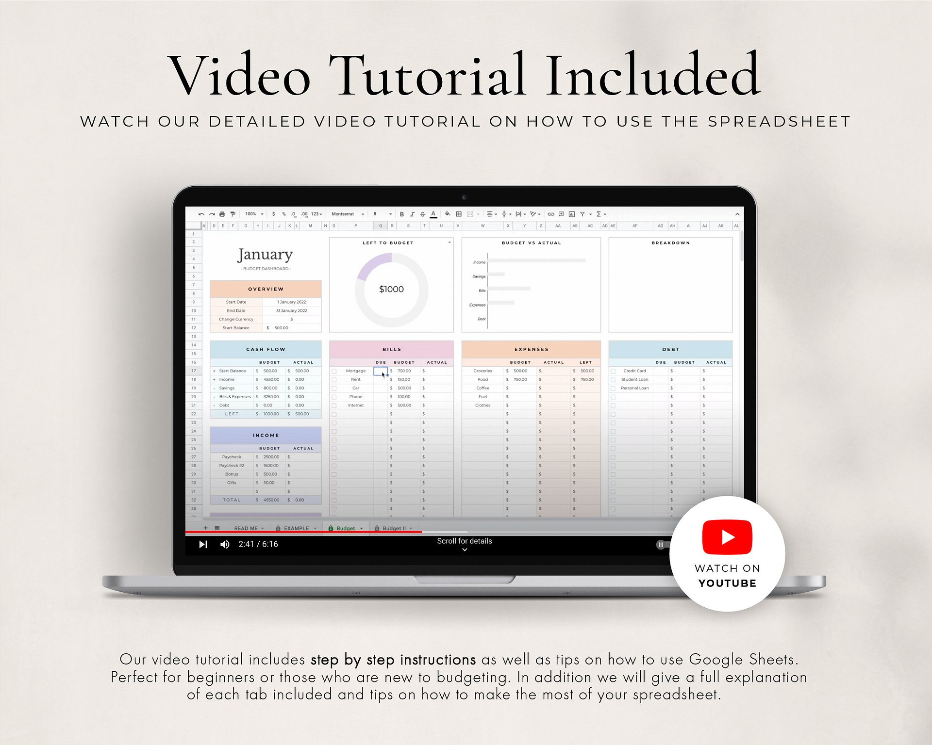 Simple Budget Planner Spreadsheet for Google Sheets product image (8)