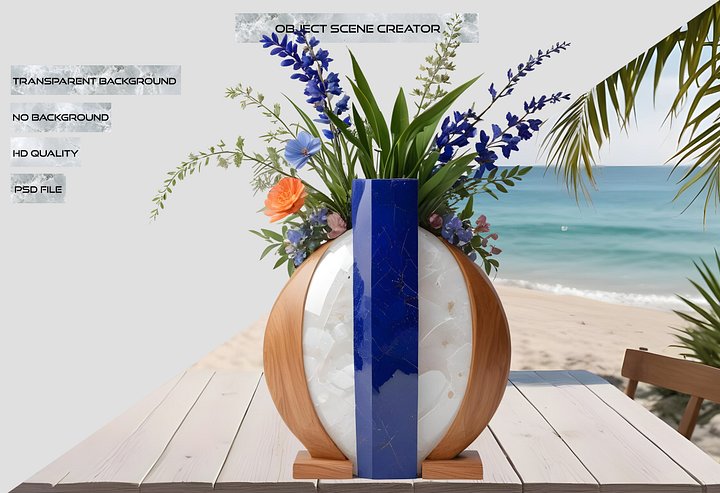 Ocean's Grace – Vase scene creator png product image (2)