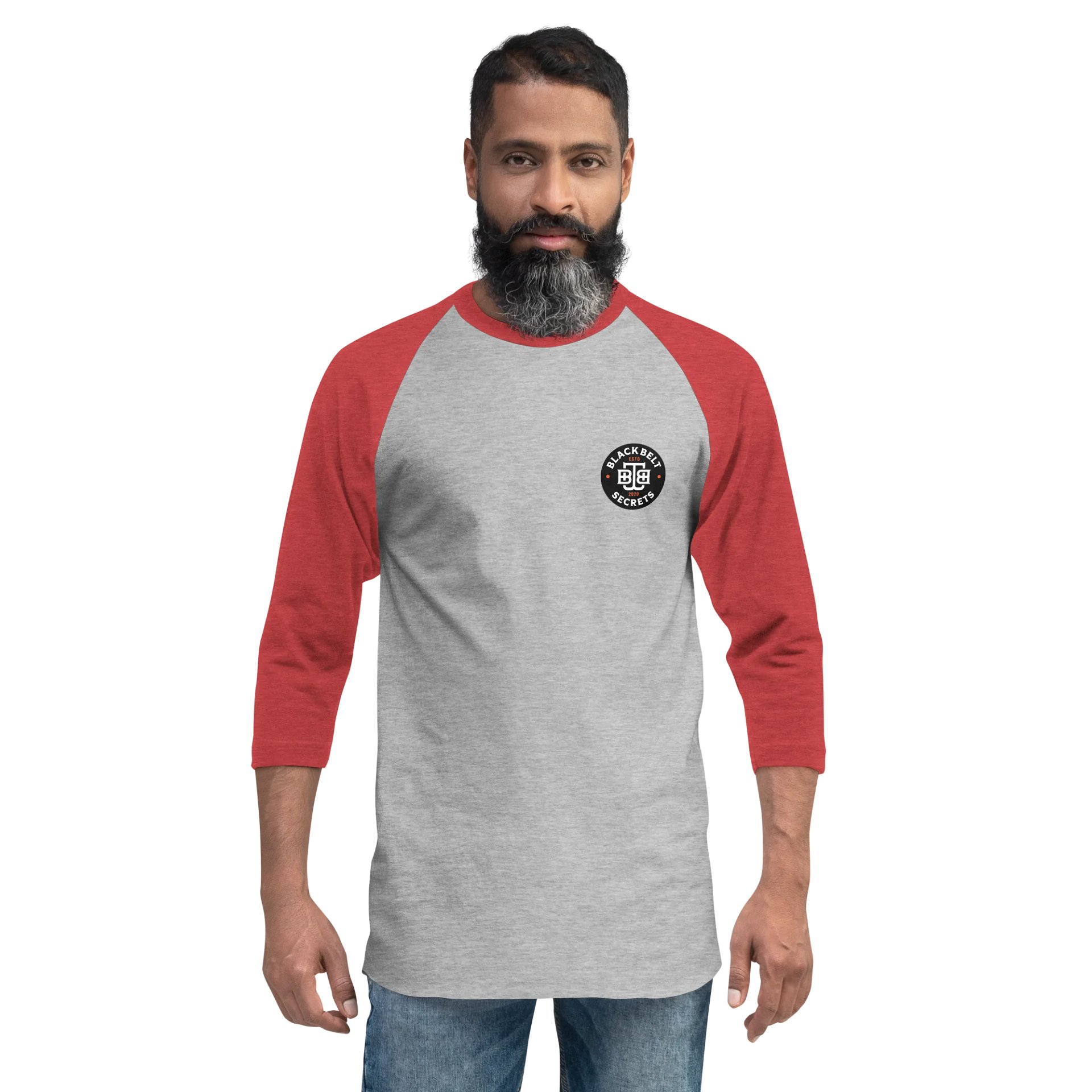 BBS Raglan Baseball ¾ Sleeve Tee White/Red product image (2)