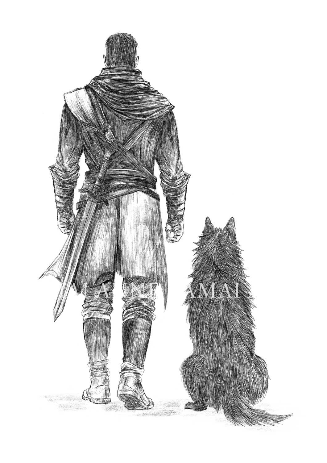 Rook and his Wolf | The Heart of Shadow Art Print product image (1)
