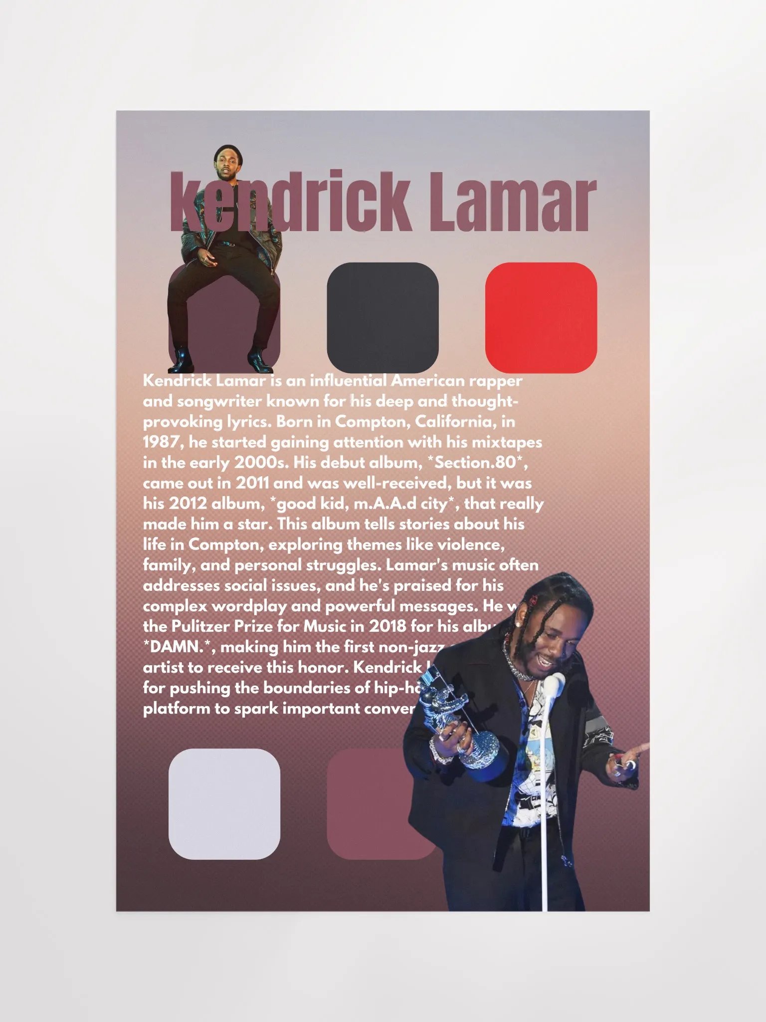 (20x30in) Kendrick Lamar: Premium Unframed Poster product image (1)