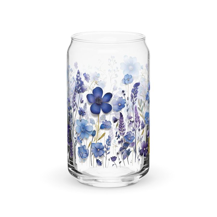Pressed Beautiful Blue Flowers Glass product image (1)