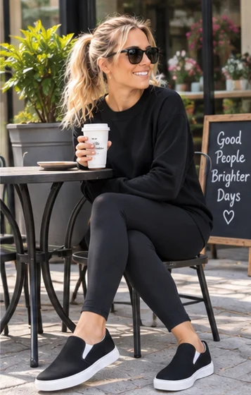 Womens His House Canvas Slip Ons - Black by His House