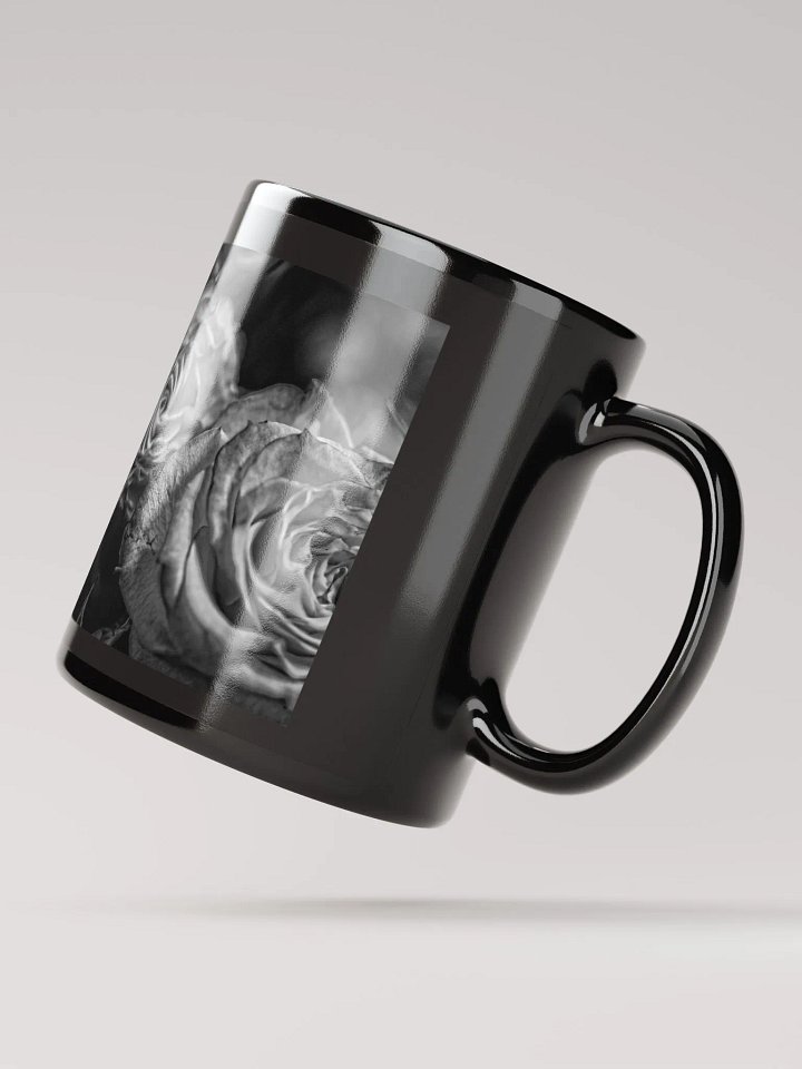 Black and White Tea Roses Black Coffee Mug product image (3)