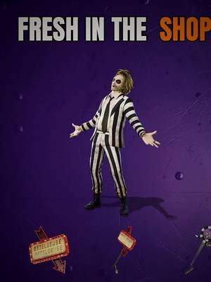 Beetlejuice is finally in the shop. 💀 His full bundle leads tonight with the new FNCS Teal Knight Bundle. The Carving Crew Bundle is back with Punk and Patch. Jack O'Sassin and King Krab and Sunbird round out the night. Who is grabbing Beetlejuice tonight? #Fortnite #Fortnitemares #ItemShop #CrossBonez