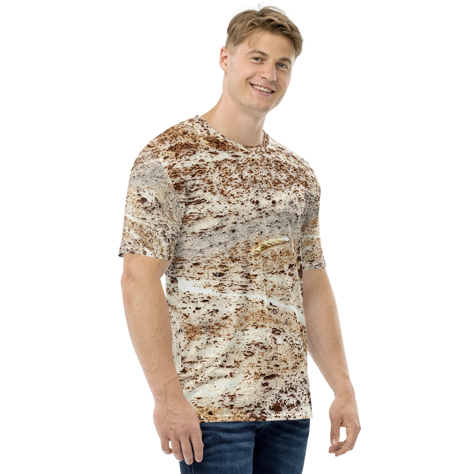Espresso Swirl Unisex All-Over Print Marbled Cacao Crew Neck T-Shirt product image (4)