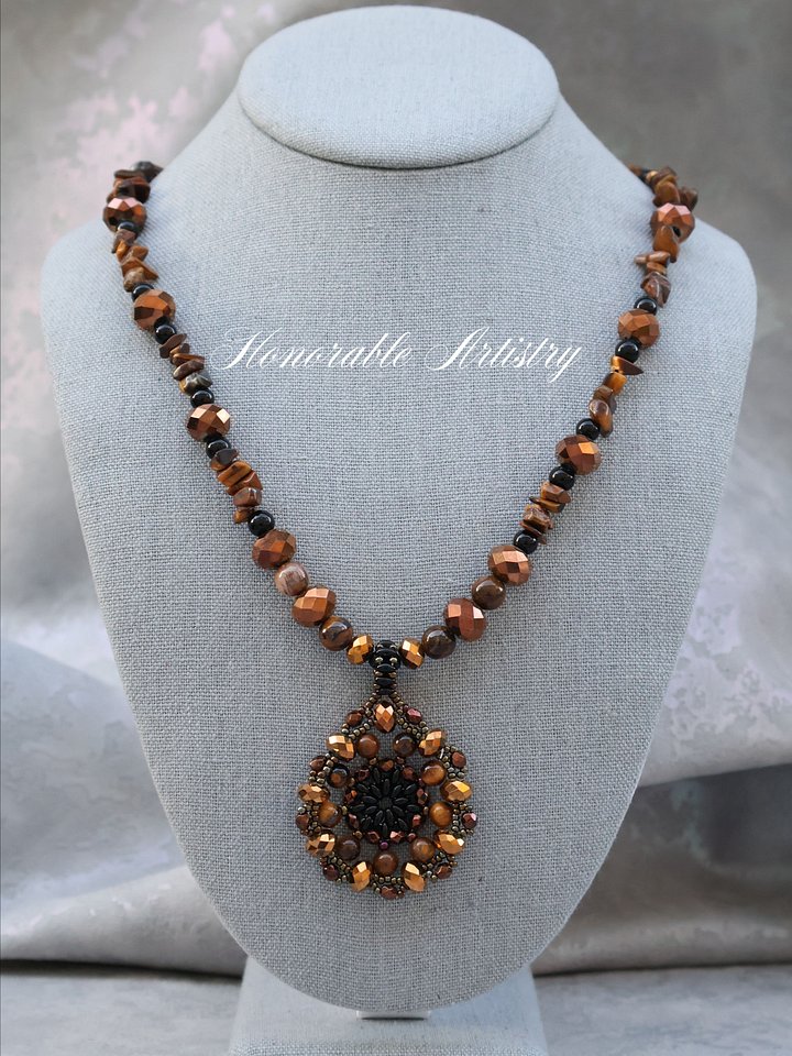 Tigereye Beaded Pendant Necklace product image (1)