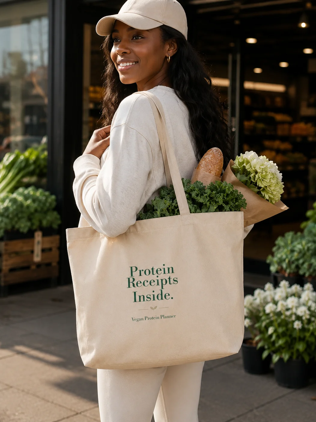 Protein Receipts Inside Organic Cotton Tote Bag – Natural product image (2)
