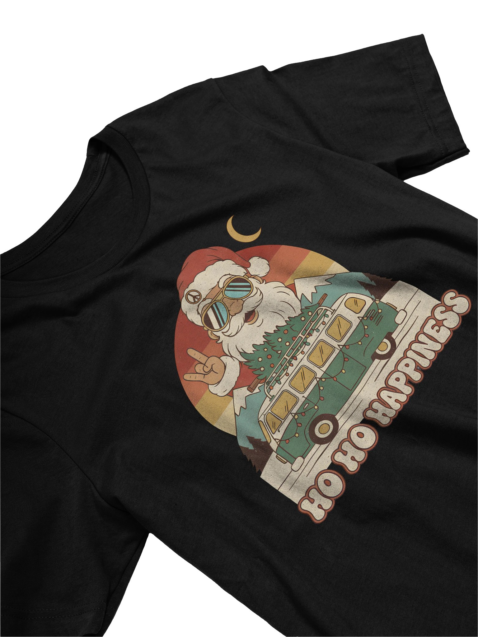 Ho Ho Happiness Hippie Santa T-Shirt – Retro Christmas Van Tee, Funny Groovy Holiday Gift 2025 product image (18)