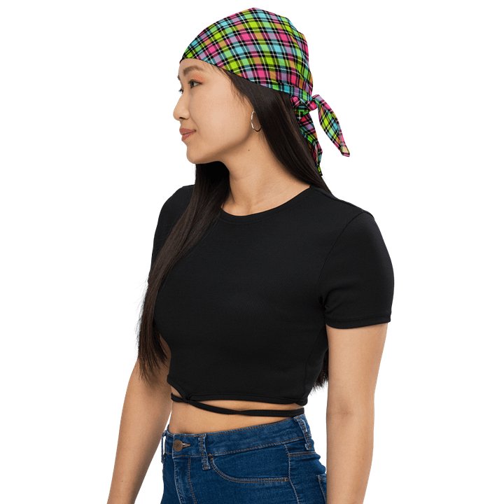 Neon Checkered Plaid Bandana product image (1)
