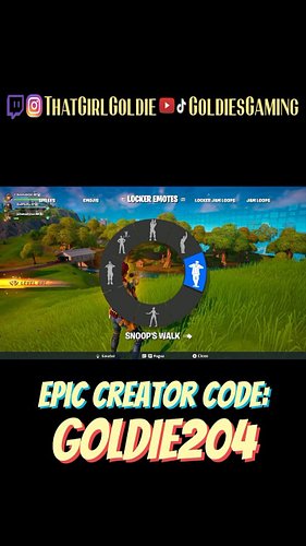 SNOOP DOGG EMOTE SNOOP DOGG EMOTE SNOOP DOGG EMOTE 

Use GOLDIE204 in the shop and snag the crip walk traversal! Then go get ...
