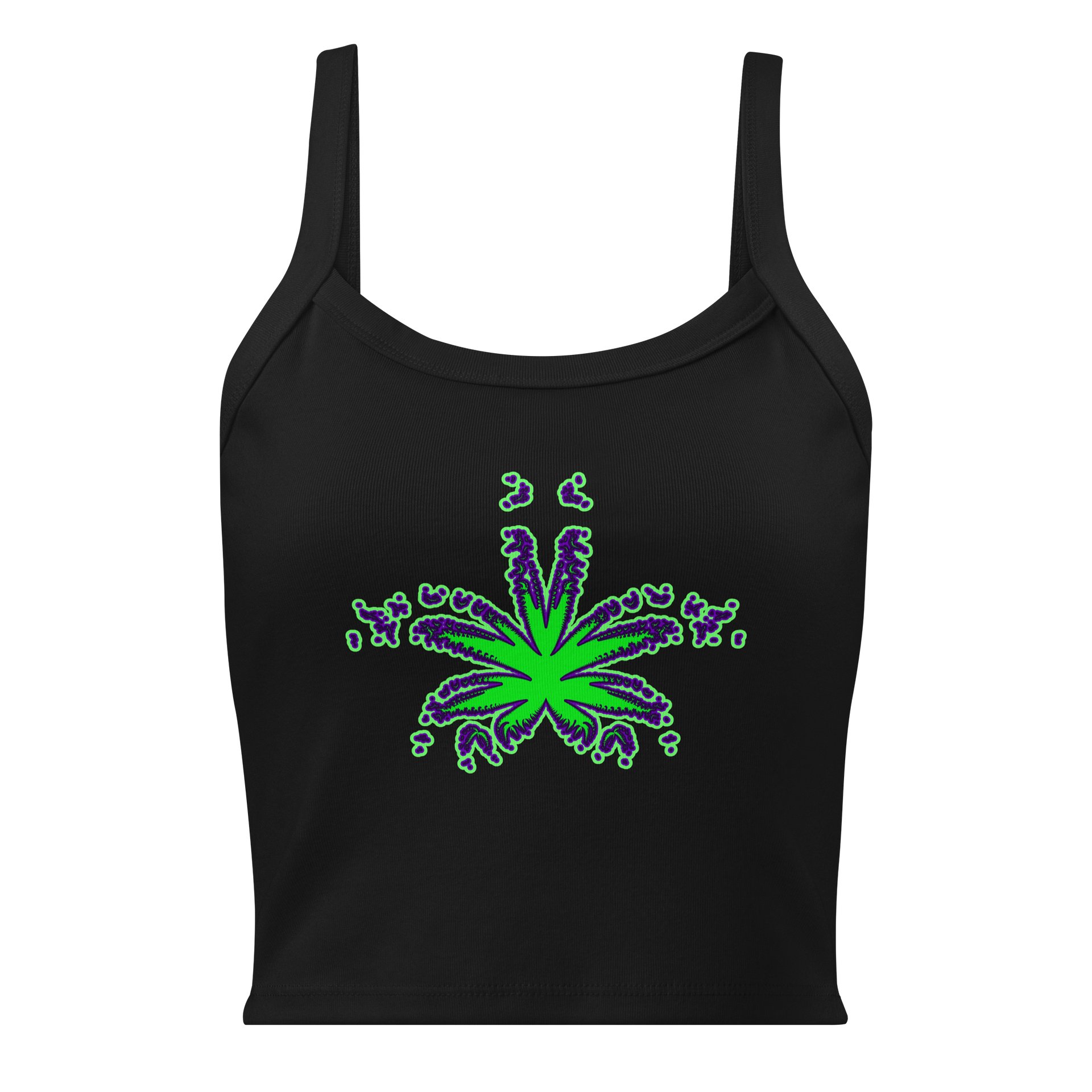 Green Purple Pot Leaf Art Black Tank Top, Retro 420 Fashion, Twisted Summertime Stoner Shirt product image (1)