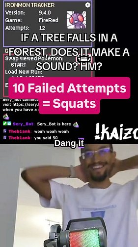 I'm playing Pokemon Kaizo Ironmon for the first time, but I decided to do 50 squats every 10 failed attempts to beat it.

I m...