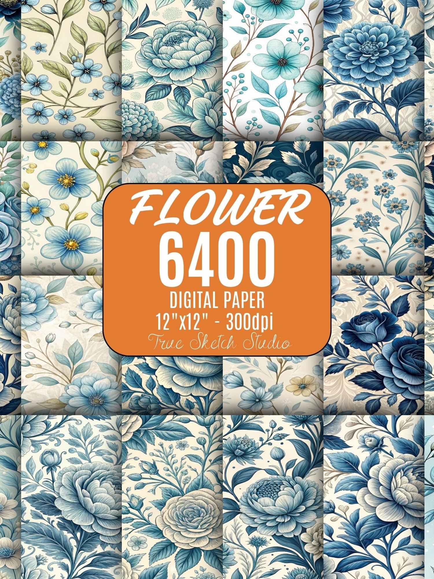 6400 Floral Digital Paper Bundle, Flower Pattern Mega Pack product image (5)