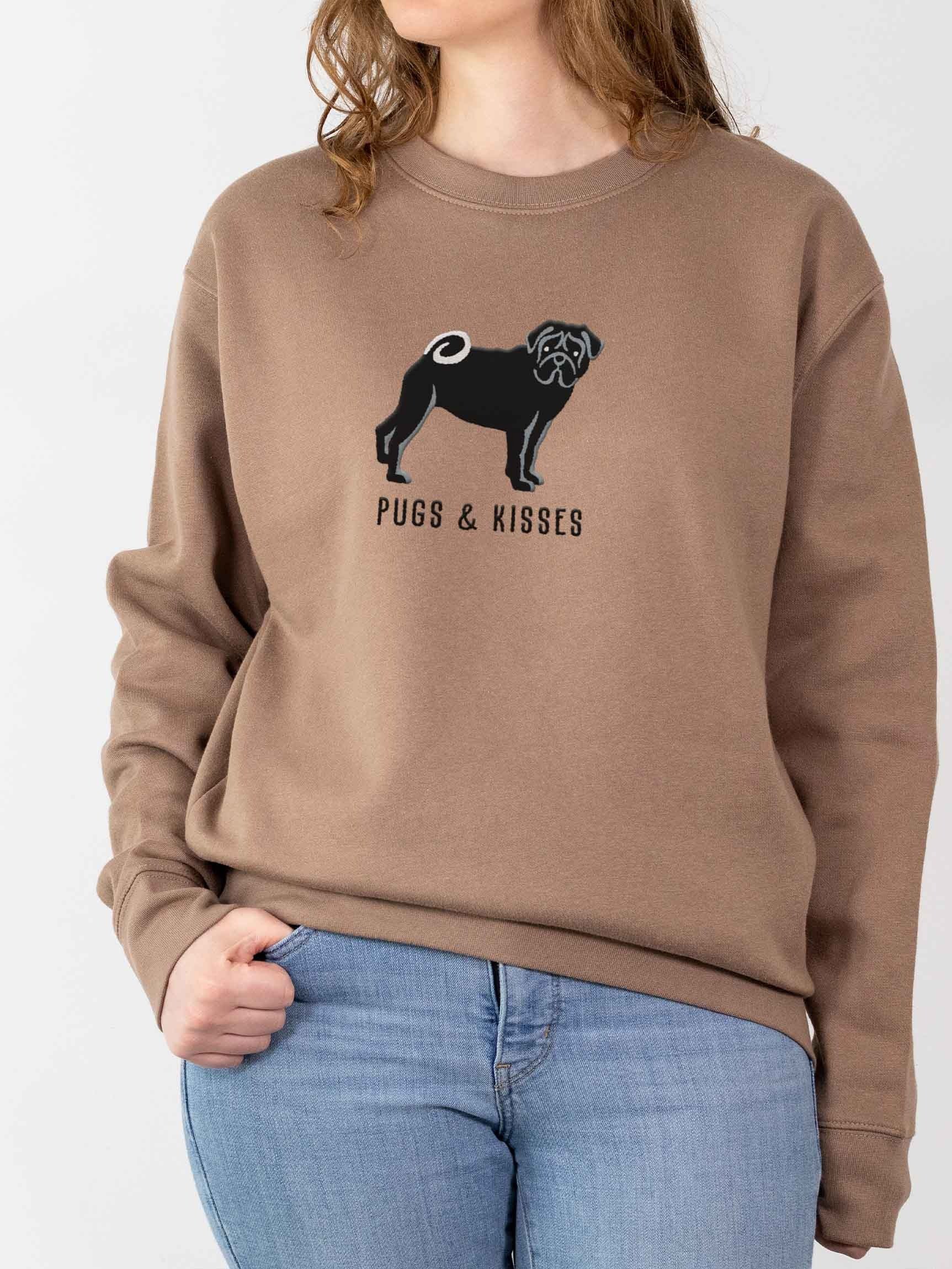 Pugs and Kisses Sweatshirt (Embroidered) of a Pug(Black) product image (2)
