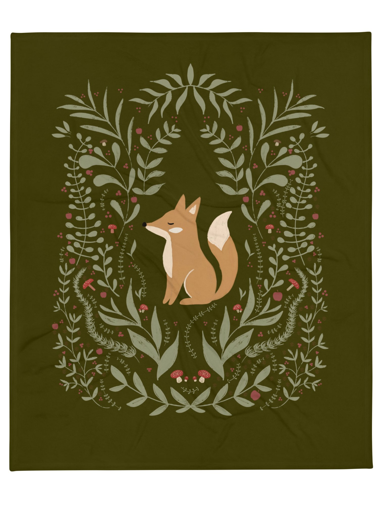 WOODLAND FOX AND FERNS FLEECE BLANKET IN THREE SIZES product image (2)