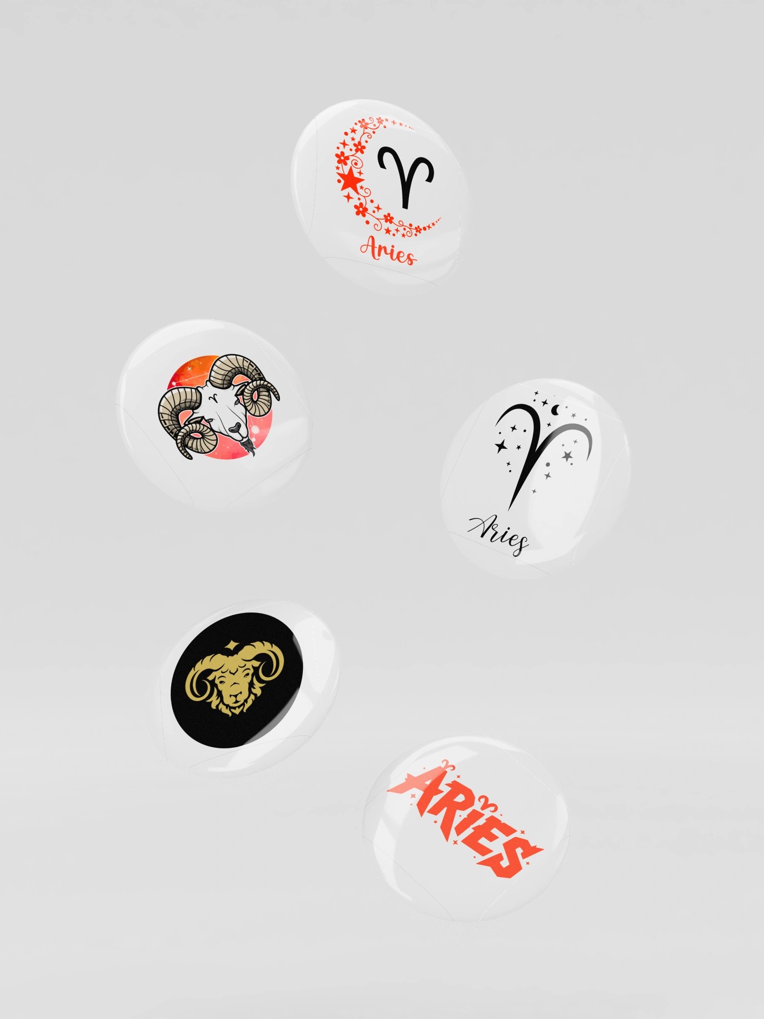 Aries Zodiac Enamel Pin Set of 5 — Black & White Ram Astrology Pins for Jackets, Bags & Witchy Accessories product image (3)