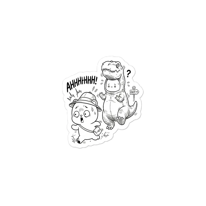​"AHHHHHH!" Jurassic Panic — Bear vs. Dino Costume Sticker product image (2)