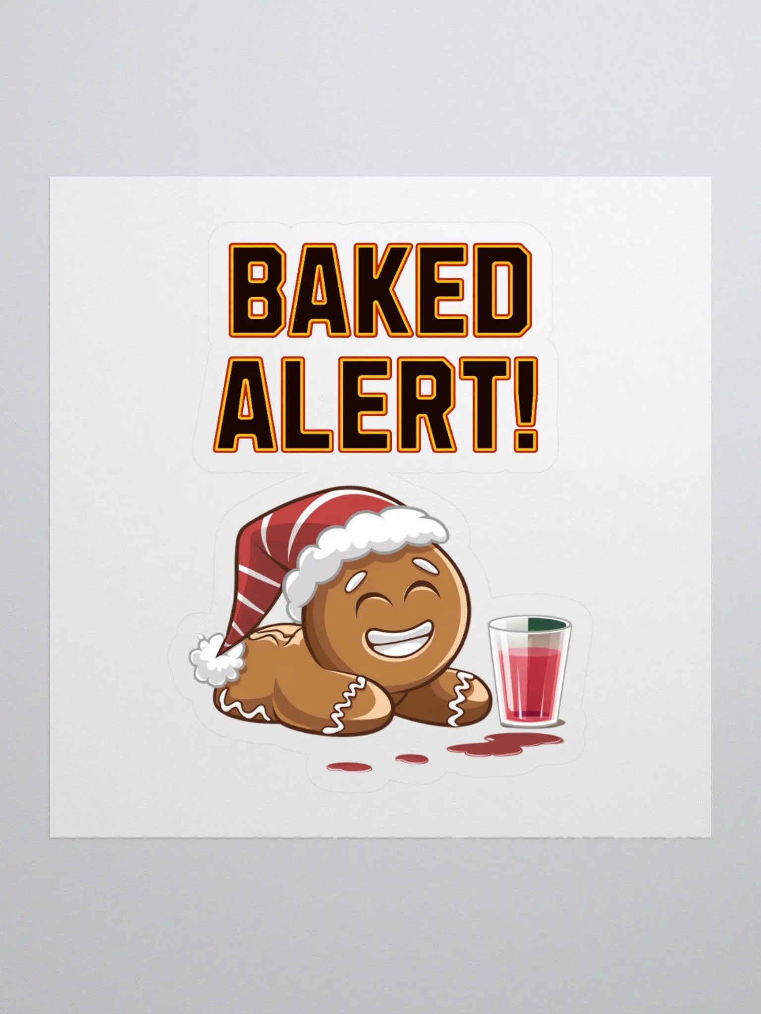 Baked Alert! - Funny Humorous Ginger Bread Man Sticker product image (1)