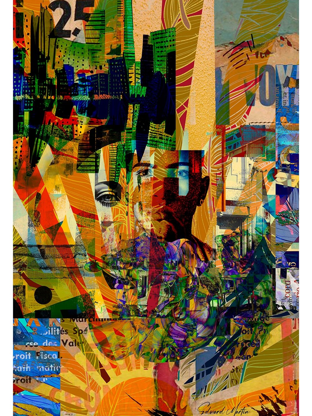 'Shine' by Edward Martin : Mixed Media Collage : Vibrant Matte Poster Print product image (1)