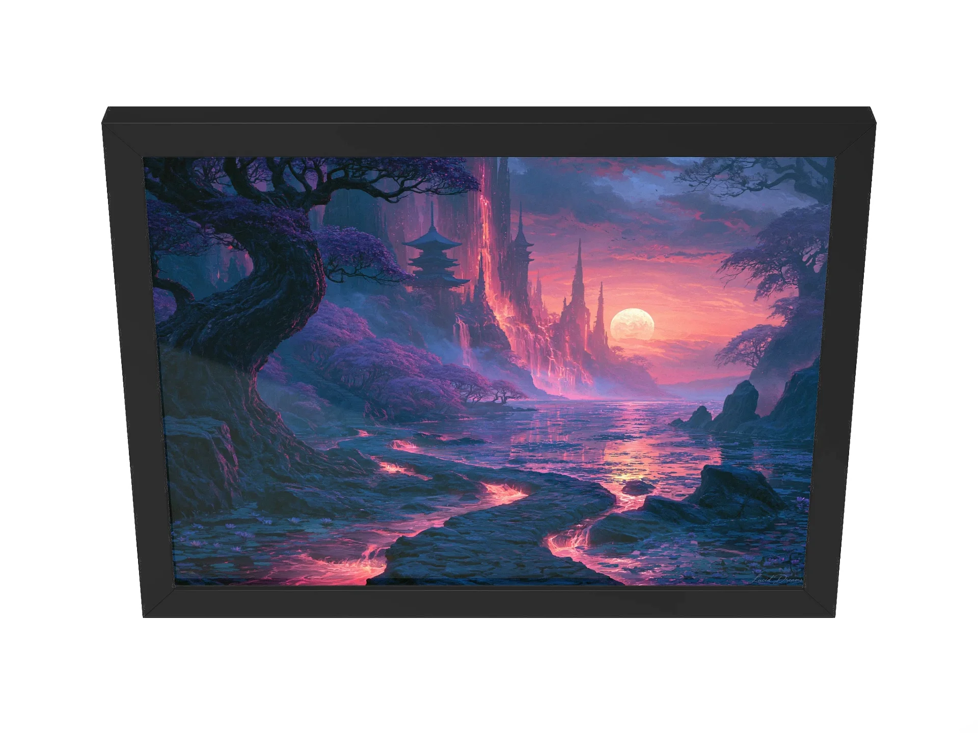 Violet Castle Framed Art Print — Moonrise at the Violet Citadel product image (2)