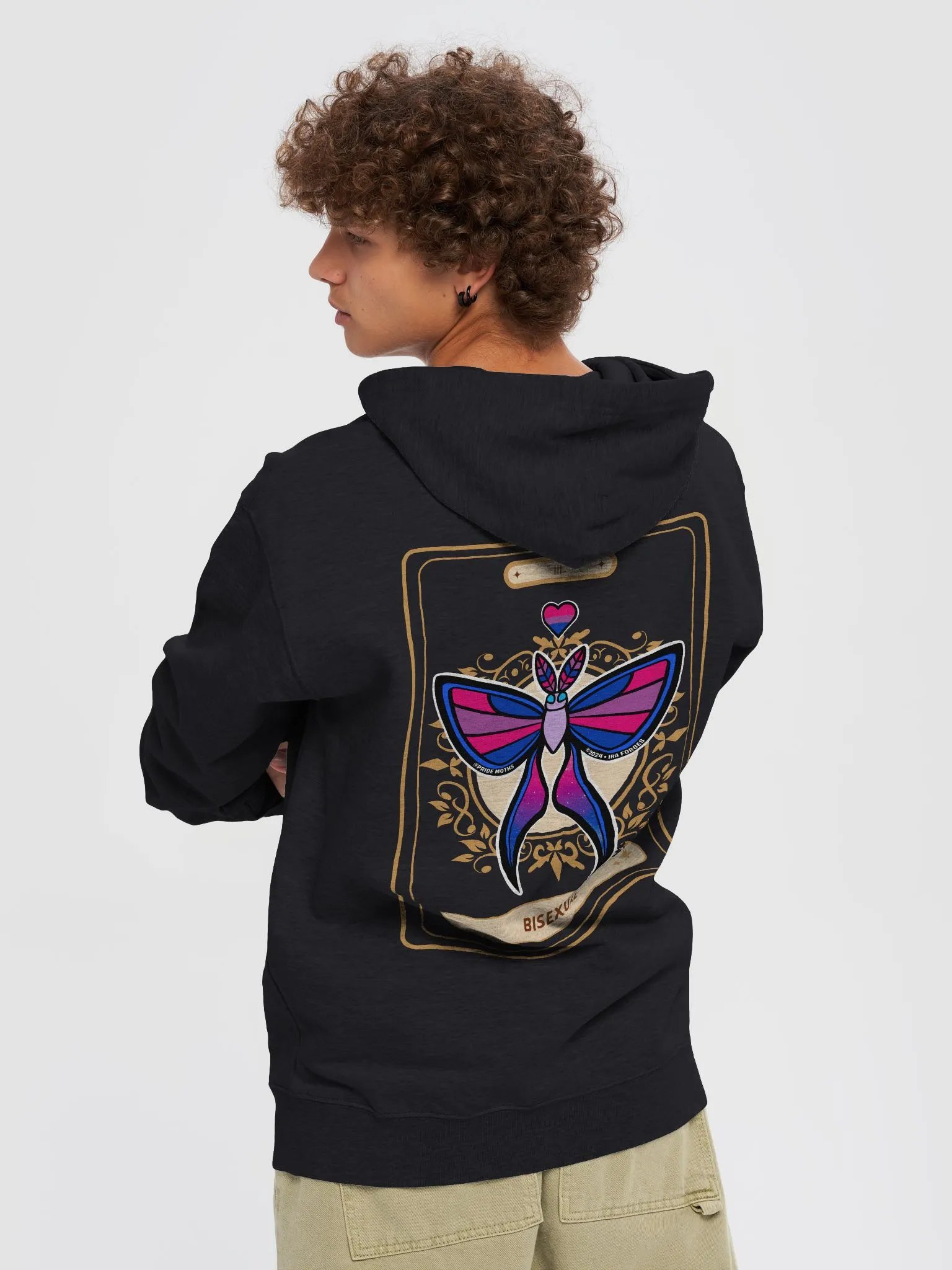 № 3 | BISEXUAL PRIDE MOTH | TAROT CARD STYLE | ZIP-UP HOODIE product image (2)
