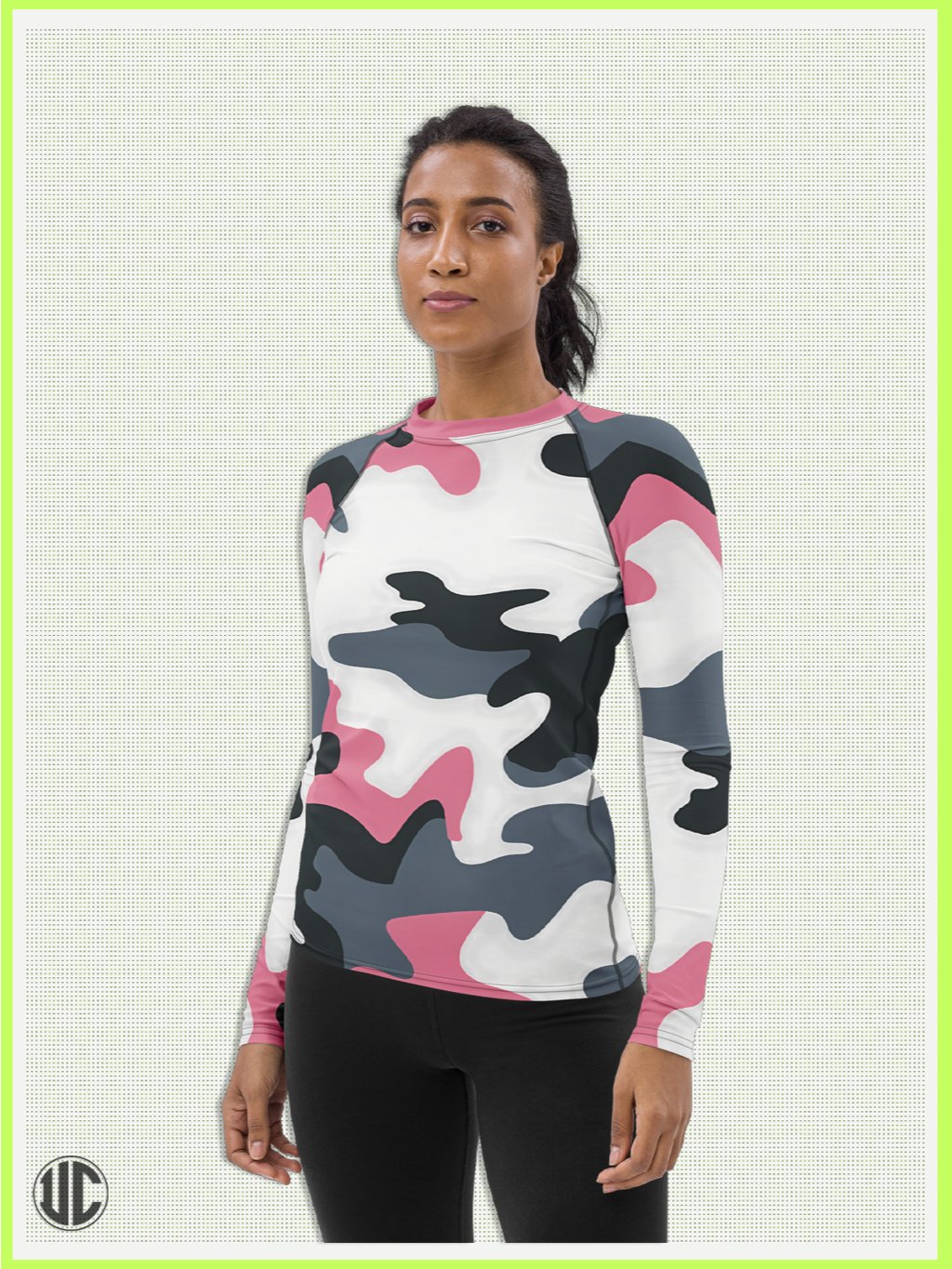 Bubblegum Pink Urban Camo - Women’s Rash Guard product image (6)