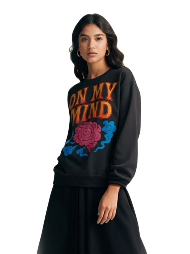 “On My Mind” Retro Streetwear Sweatshirt | 90s Graffiti Brain Design | HQ MAR Exclusive Drop product image (2)