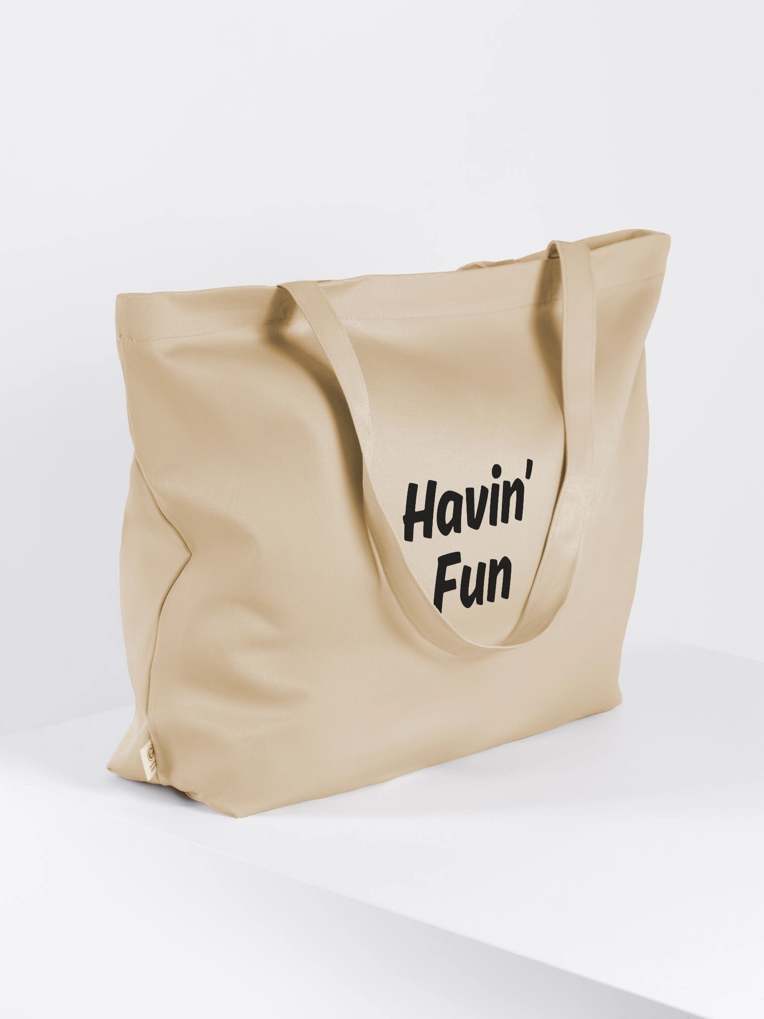 "Havin’ Fun" My Vibe Beige Tote Bag product image (4)