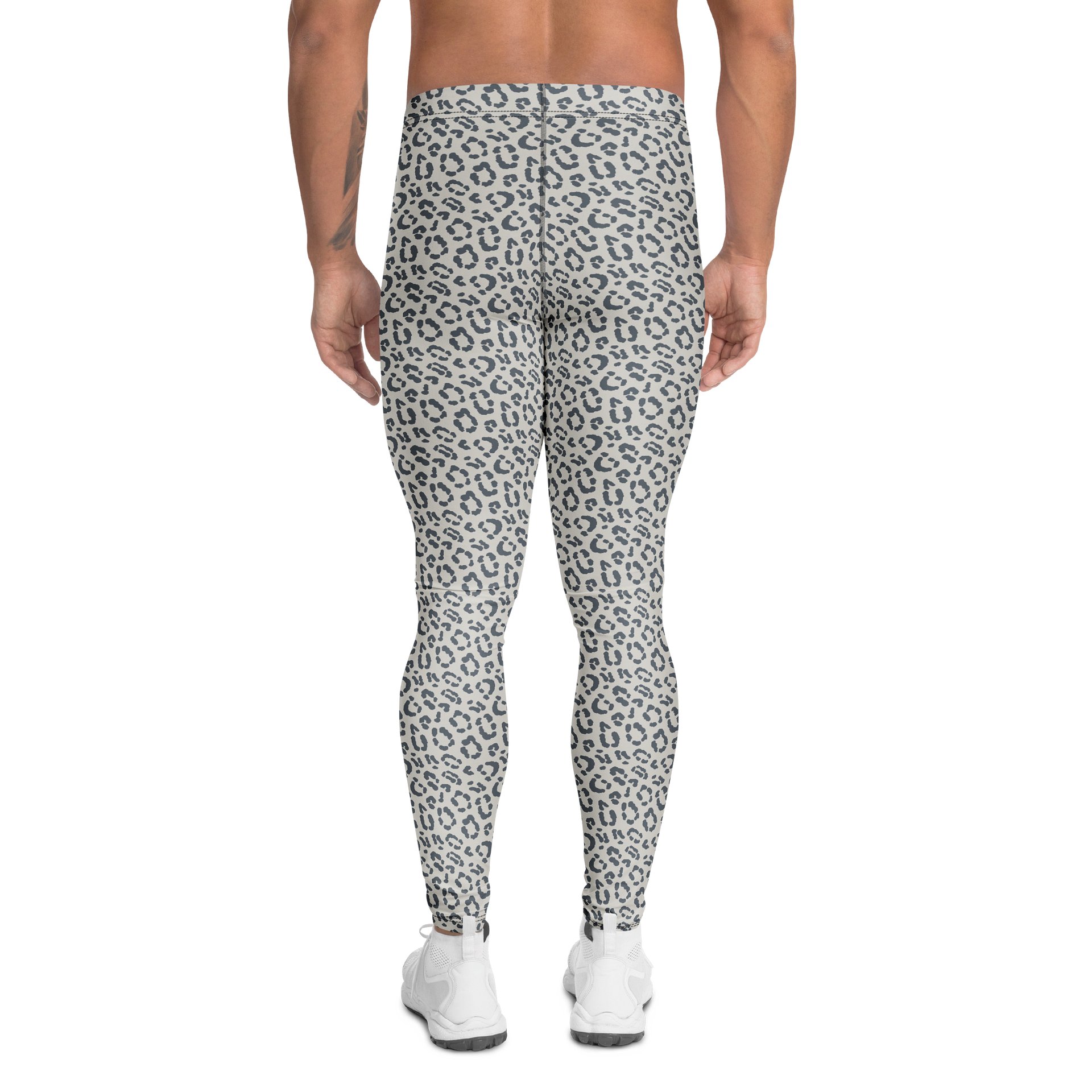 Comfortable Men's Leggings Bold Gray Leopard Print product image (2)