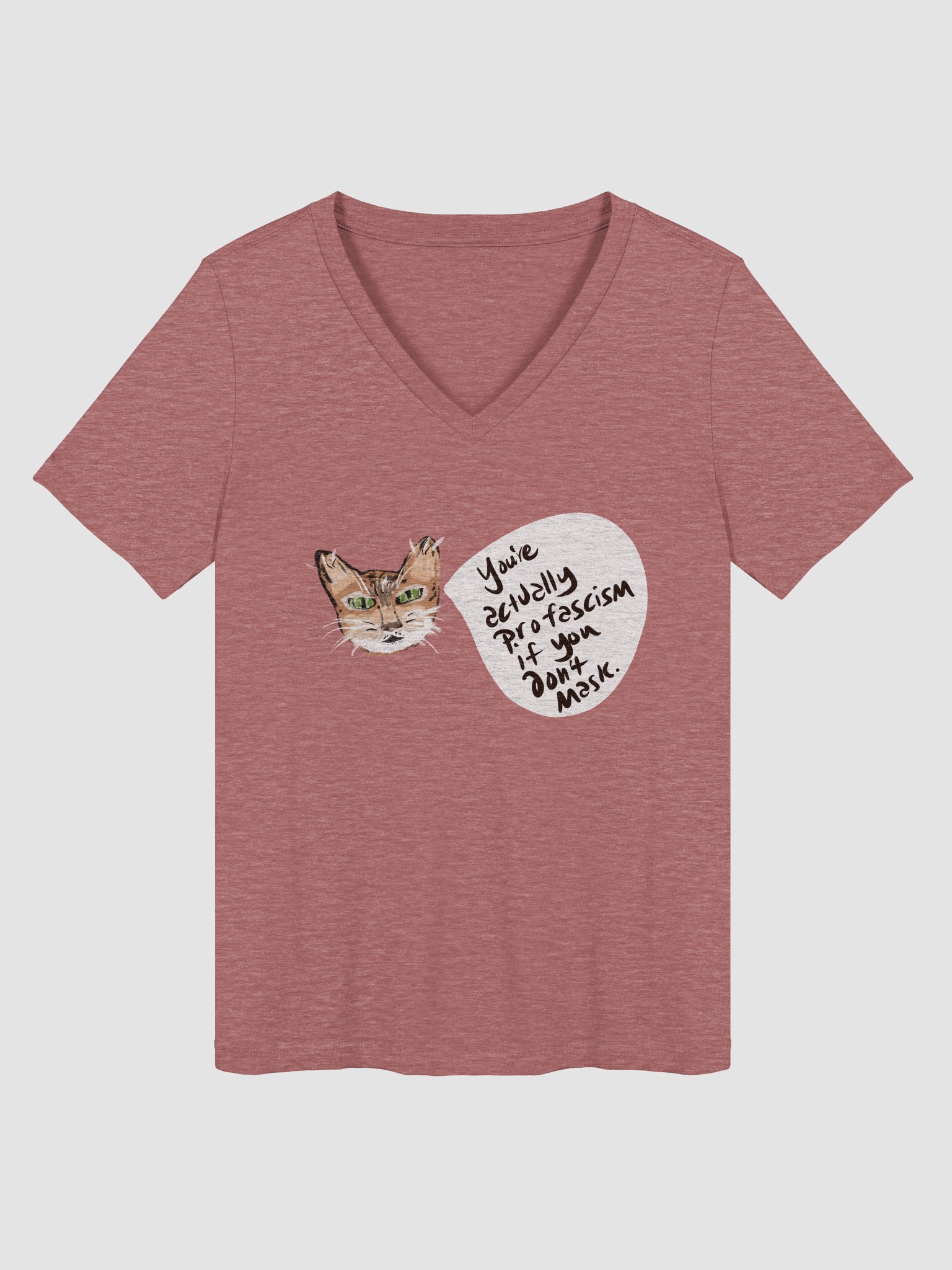 Kitty Mask Thoughts V-Neck tee product image (2)