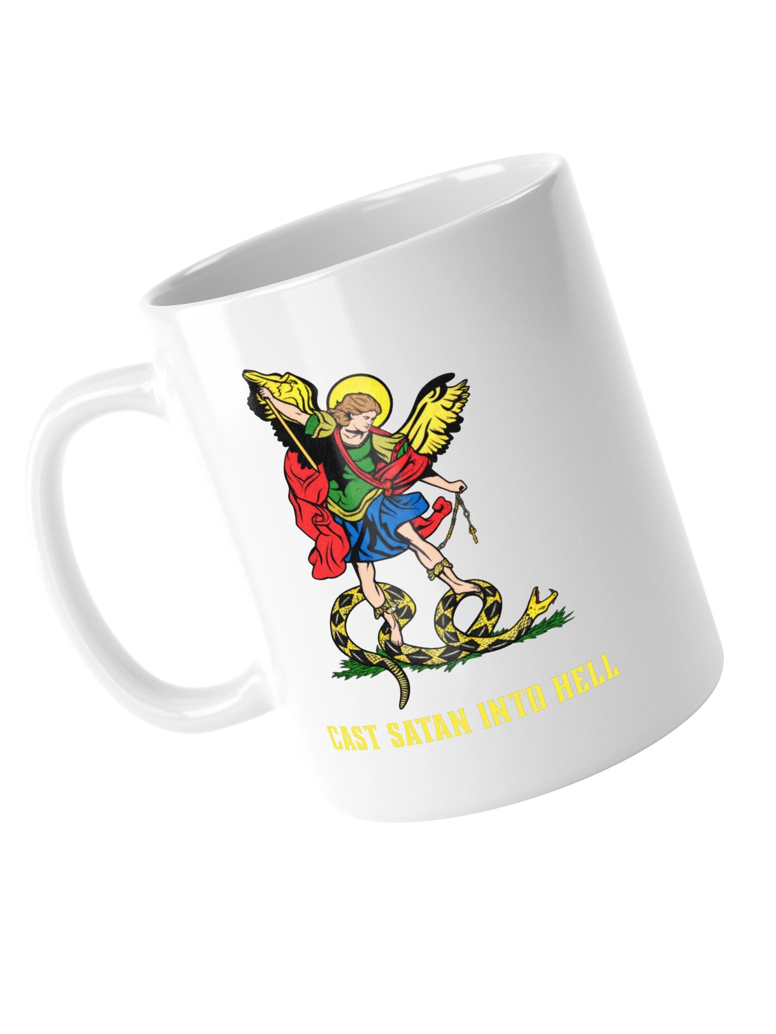Saint Michael 'Cast Satan into Hell' - white mug product image (14)
