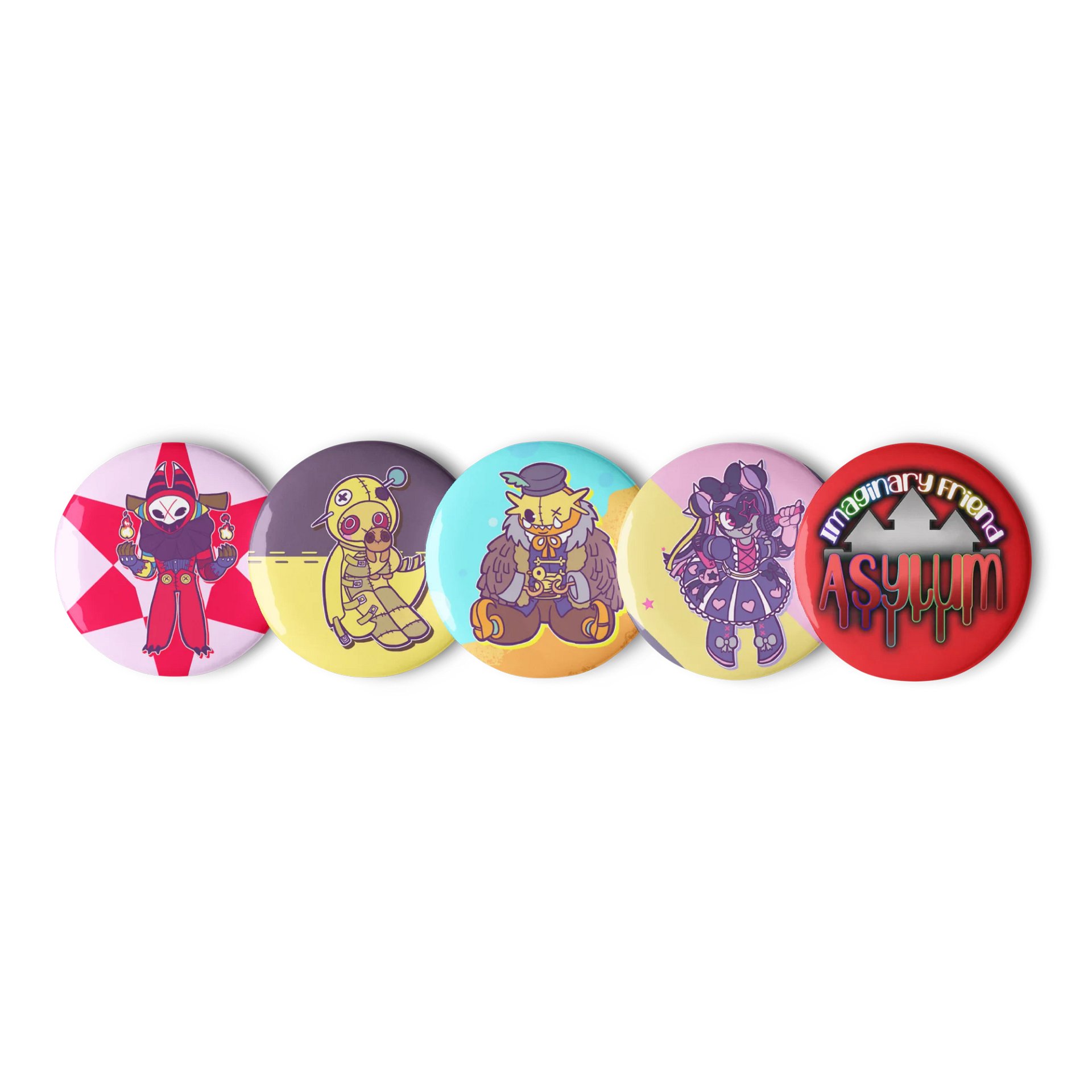 Set 1 - Imaginary Friend Button Pins product image (1)