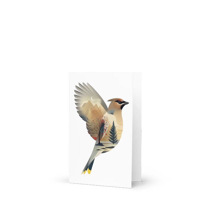 Cedro The Cedar Waxwing (Western Abstract) - A Honeysada Greeting Card product image (1)