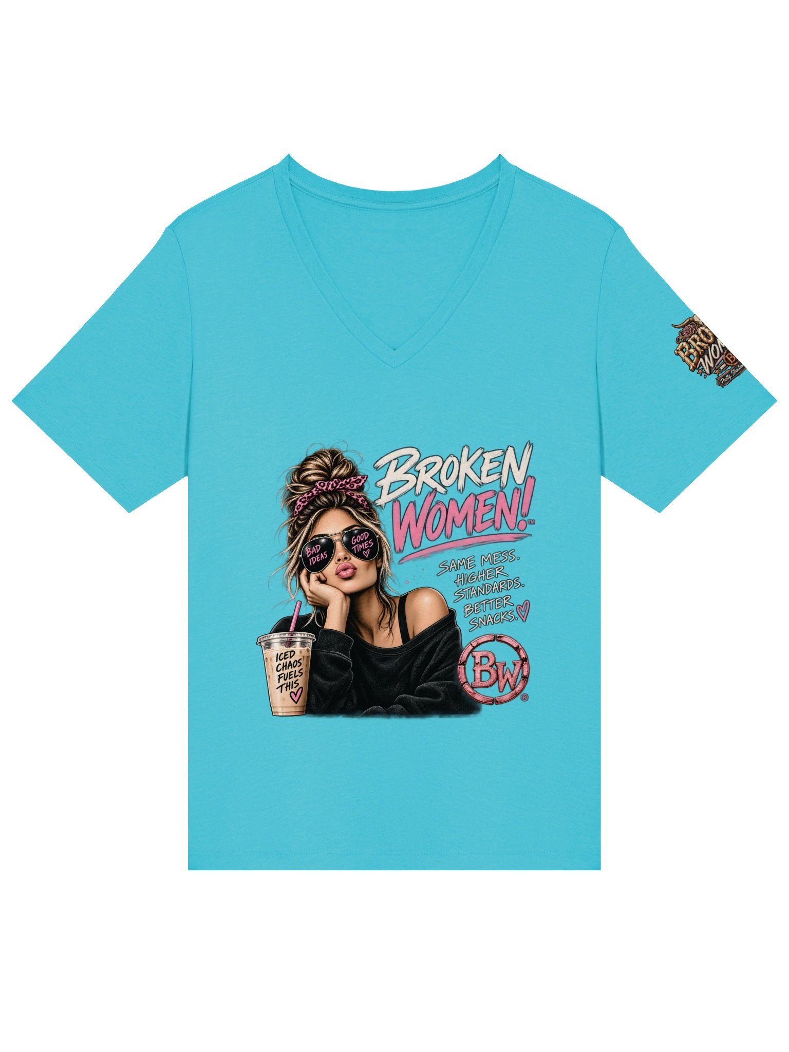 Funny Women's V-Neck Shirt — Same Mess, Higher Standards, Better Snacks | Broken Women!™ product image (2)
