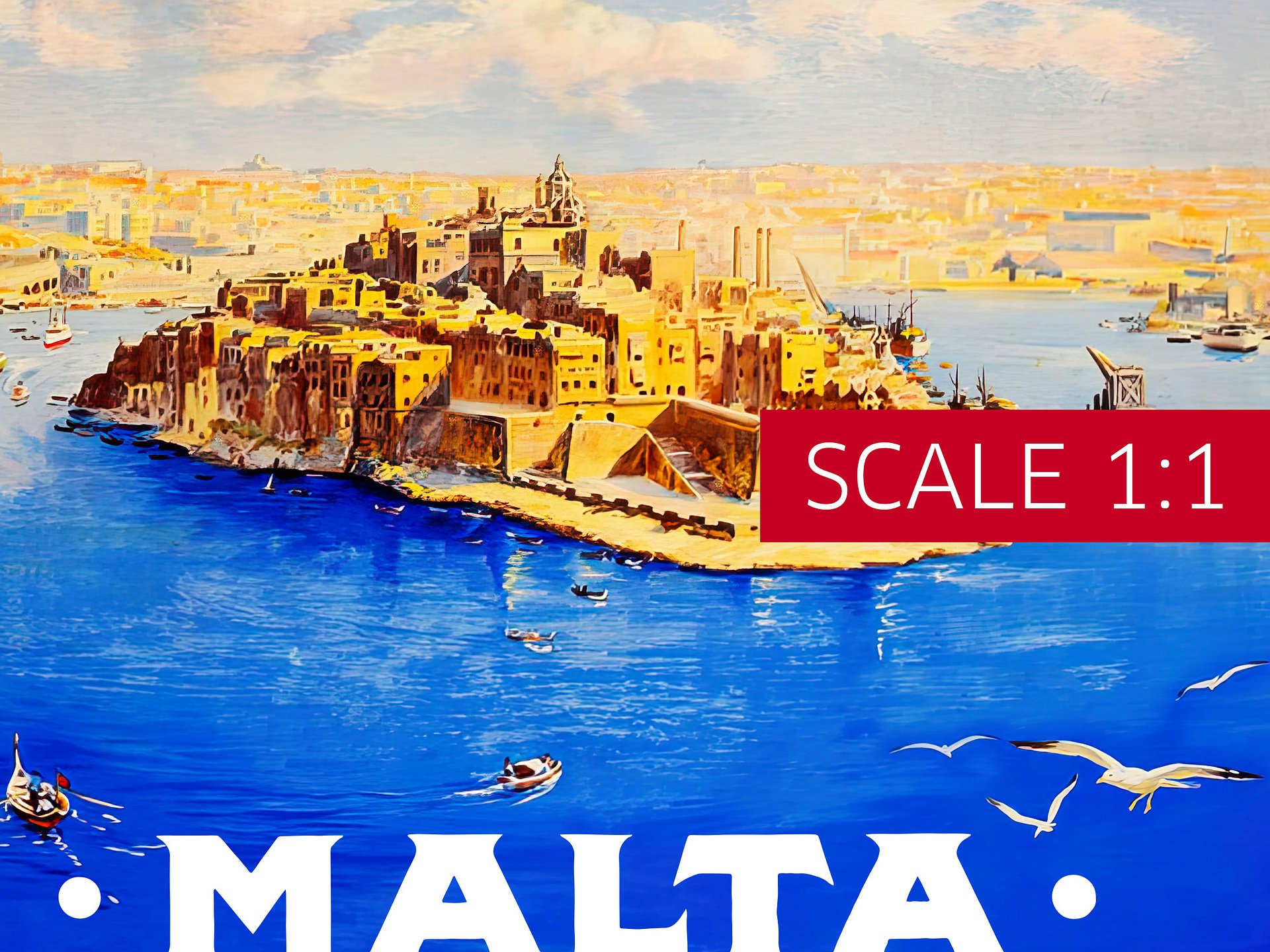 Malta, Valletta, 1930s — Retro vintage travel poster, retro travel poster, art deco poster product image (4)