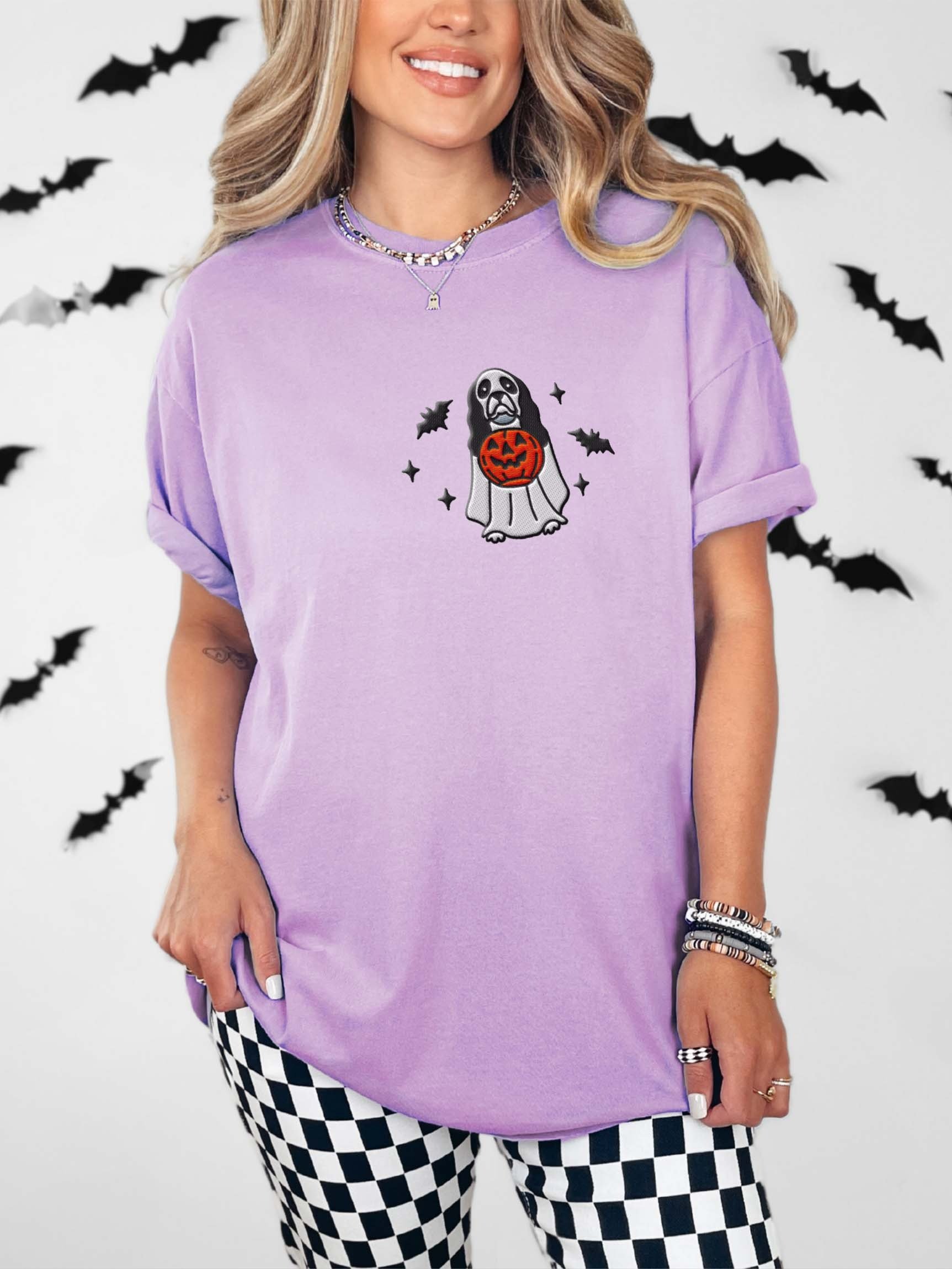 Halloween American Cocker Spaniel(Parti, Black & White) Embroidered T-Shirt product image (2)