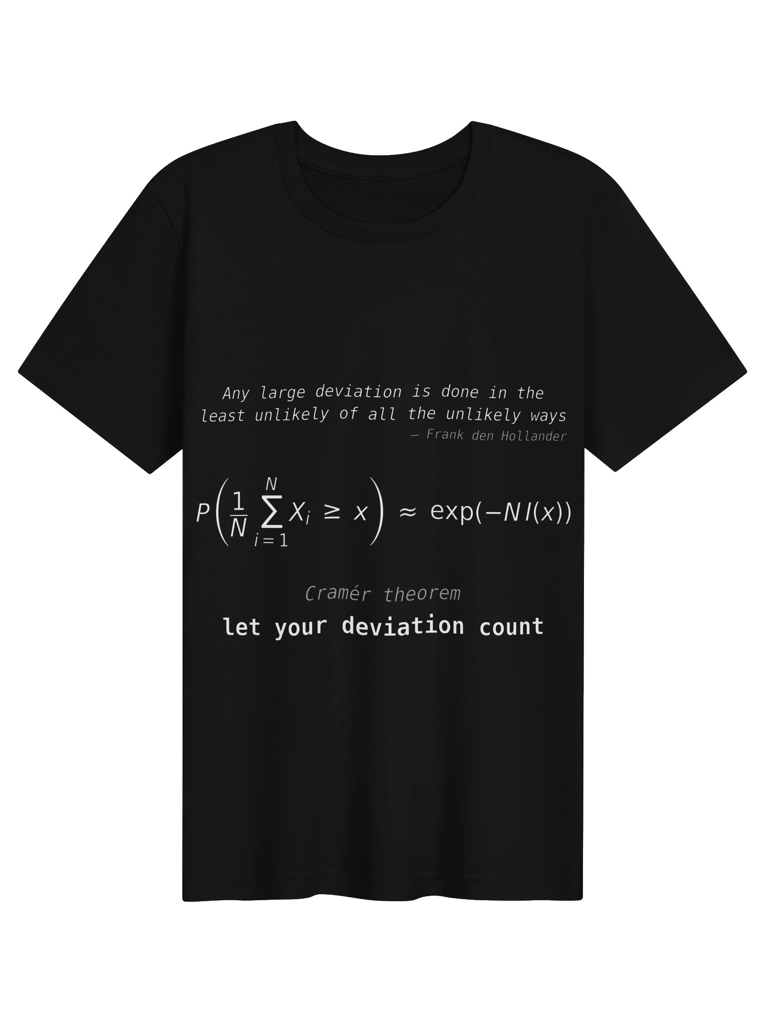 Let Your Deviation Count — Cramér's Theorem T-Shirt (Soft Fitted) product image (1)