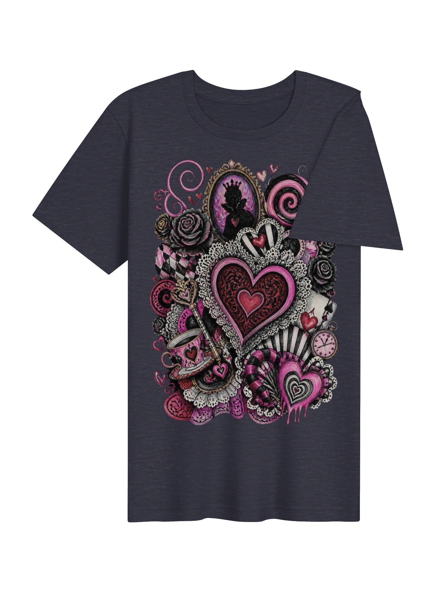Queen of Hearts Wonderland T-Shirt, Whimsigoth Punk-Pink Collage product image (61)
