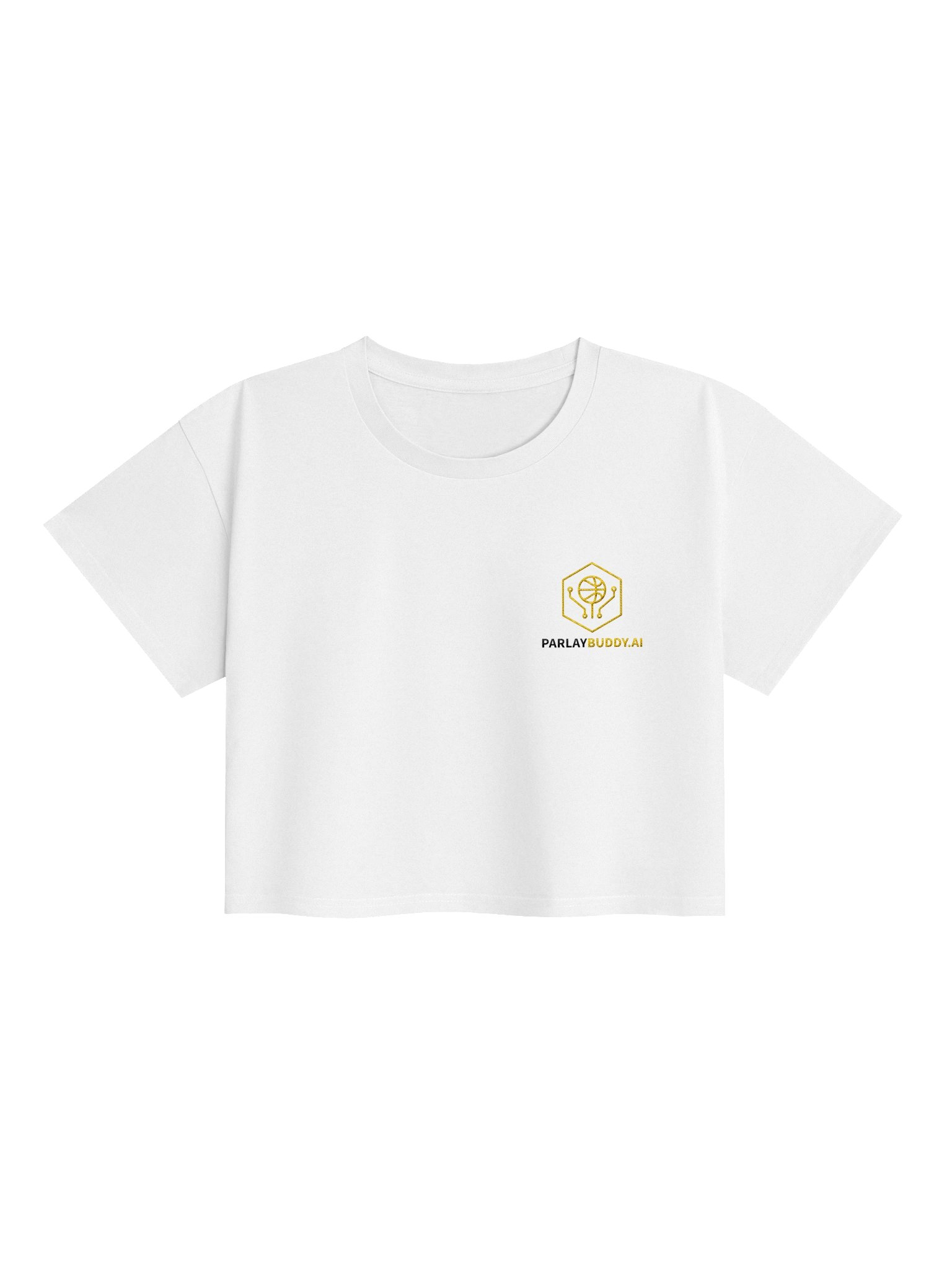 LA Apparel Womens Ribbed Baby Tee Crop Top - Gold Emblem product image (2)