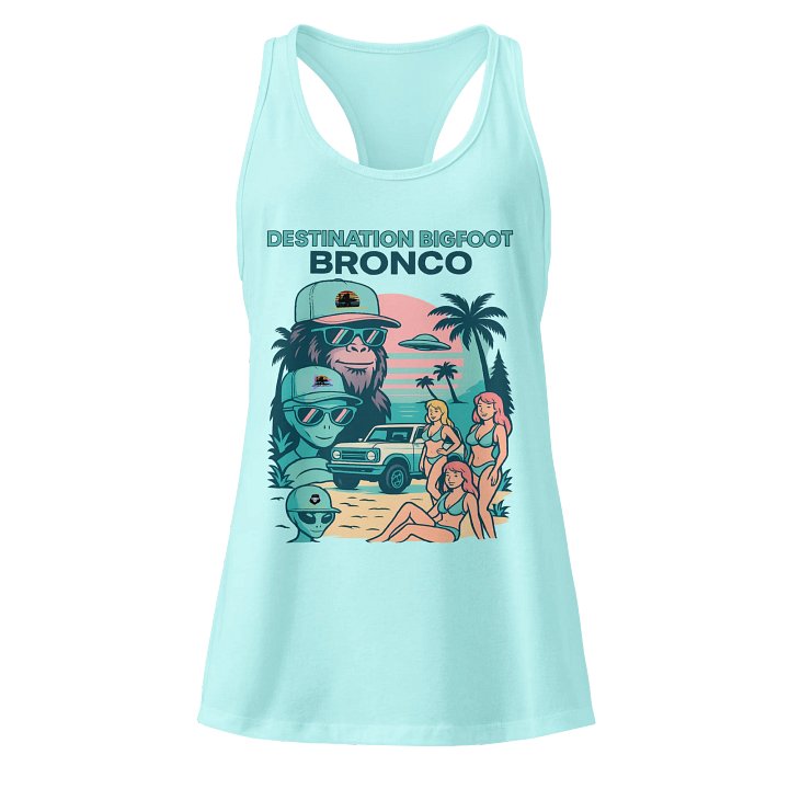 Destination Bigfoot Bronco Legends Of Sunset Best Friend's Next Level Women's Racerback Tank Top (Multi Color Options) product image (1)