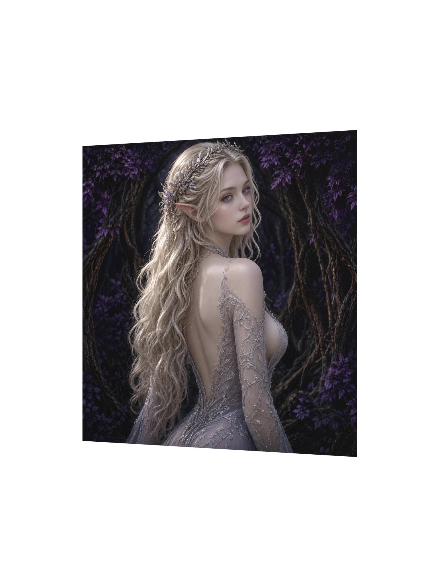 Ethereal Violet Elf Princess Romantasy Wall Art | Dark Fae Enchanted Forest Poster product image (4)